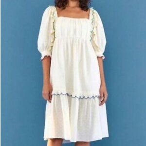 FARM Rio Off White Texture Midi Dress Size- S